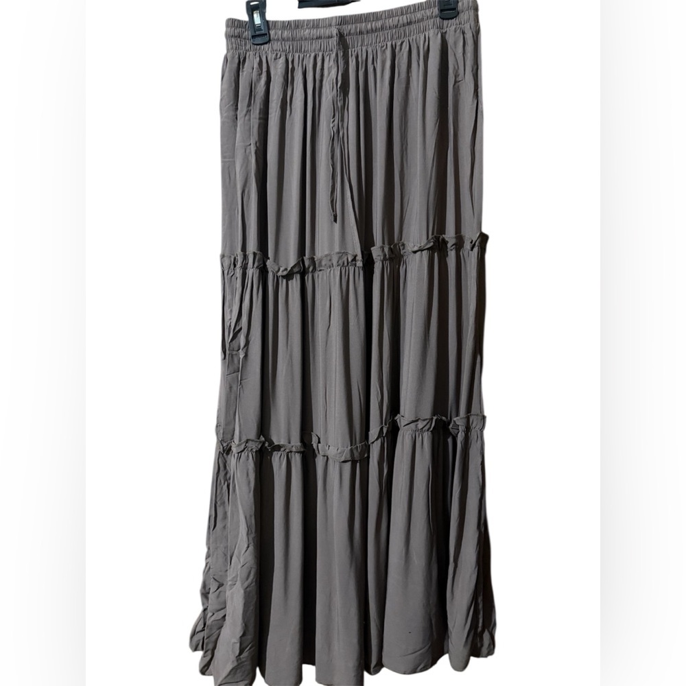 Three Bird Nest Zenana Outfitters Mushroom Tiered Maxi Skirt Casual Resort Wear